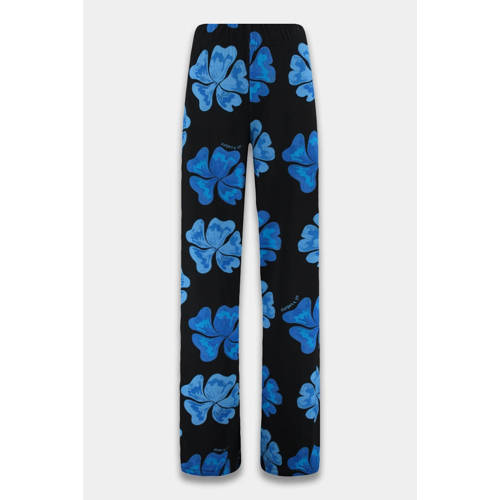 HARPER & YVE wide leg regular waist gebloemde casual broek blauw afbeelding