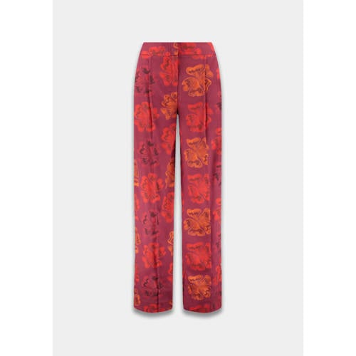 HARPER & YVE wide leg high waist gebloemde broek roodbruin afbeelding