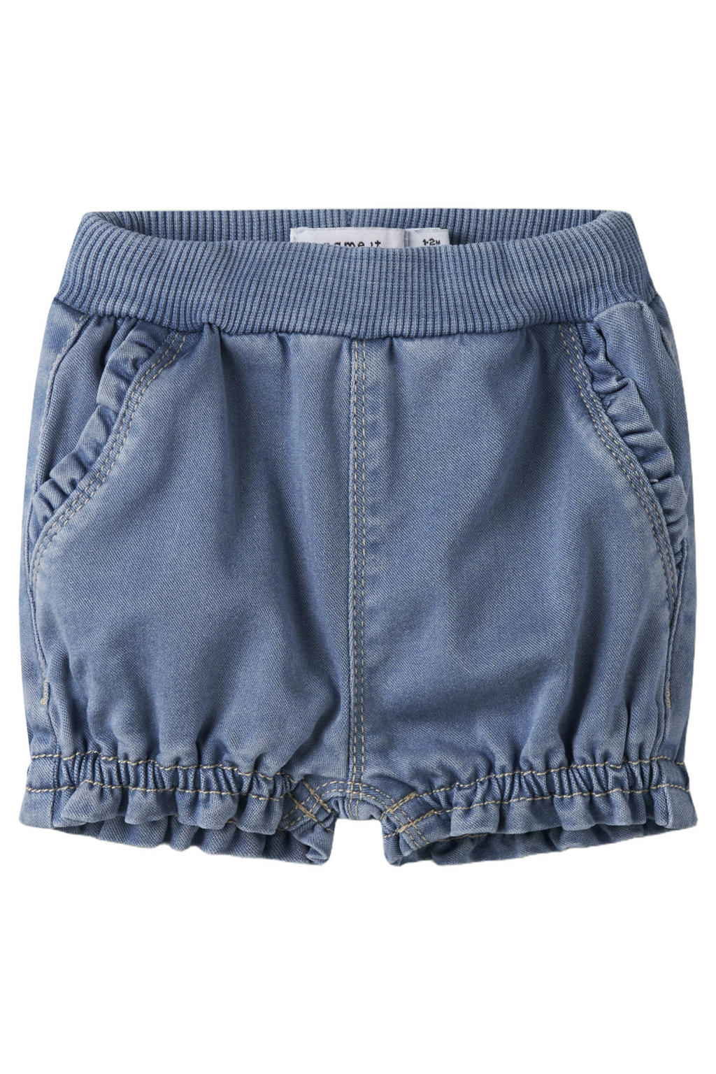 Light blue denim meisjes NAME IT BABY regular waist casual short van lyocell met loose fit, elastische tailleband en effen