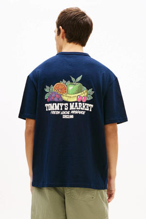relaxed T-shirt met backprint donkerblauw