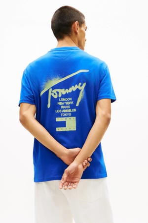 regular T-shirt met backprint blauw