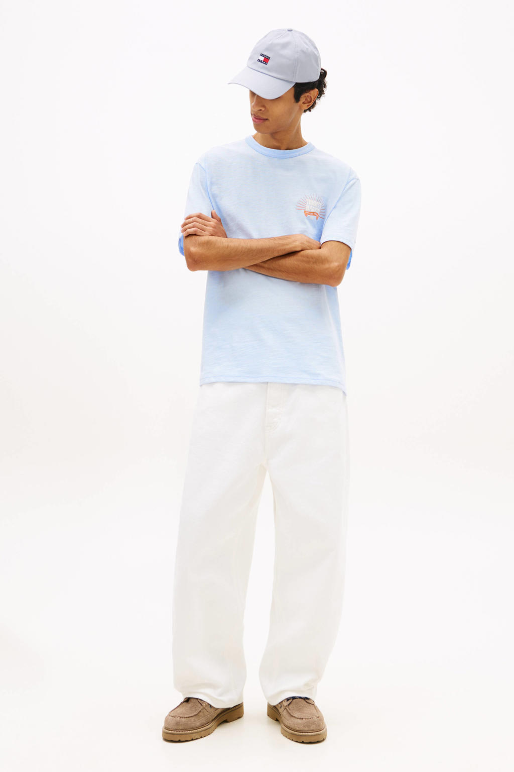 Tommy Jeans relaxed T-shirt met backprint lichtblauw