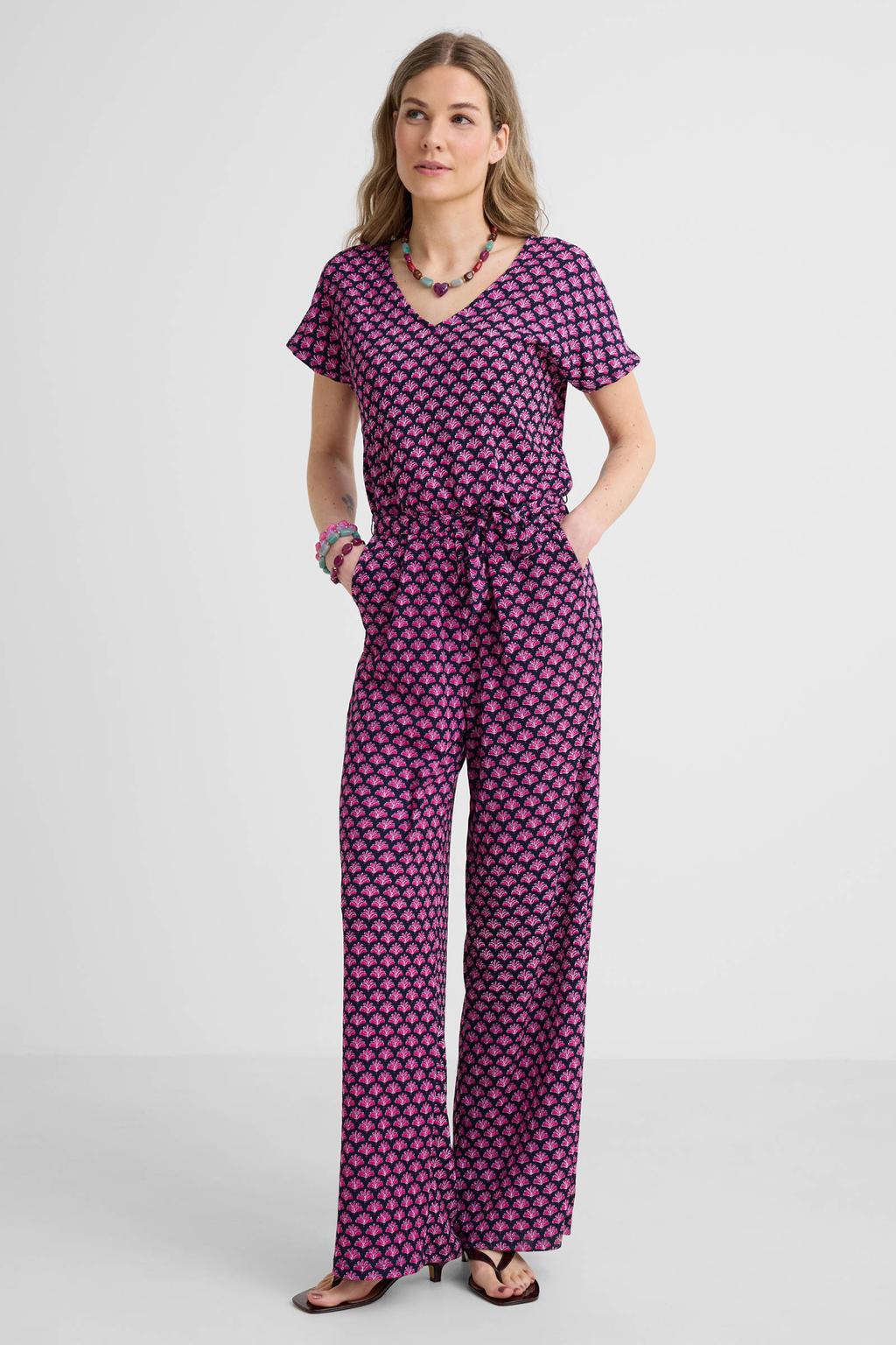 Anytime jersey crinkle jumpsuit met all-over print