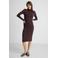 Anytime jersey midi jurk met gedrapeerd detail donkerbruin