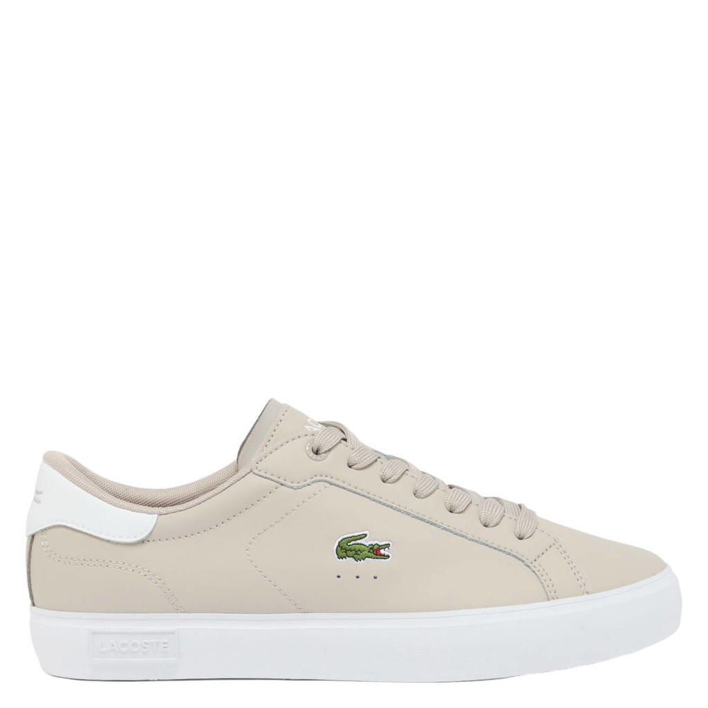 Grijs en witte heren Lacoste PowerCourt sneakers van leer/voering: mesh/voetbed: eva met veters