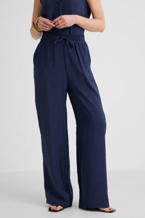 wide leg broek donkerblauw