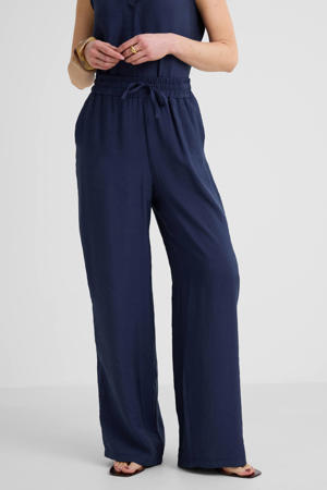 wide leg broek donkerblauw