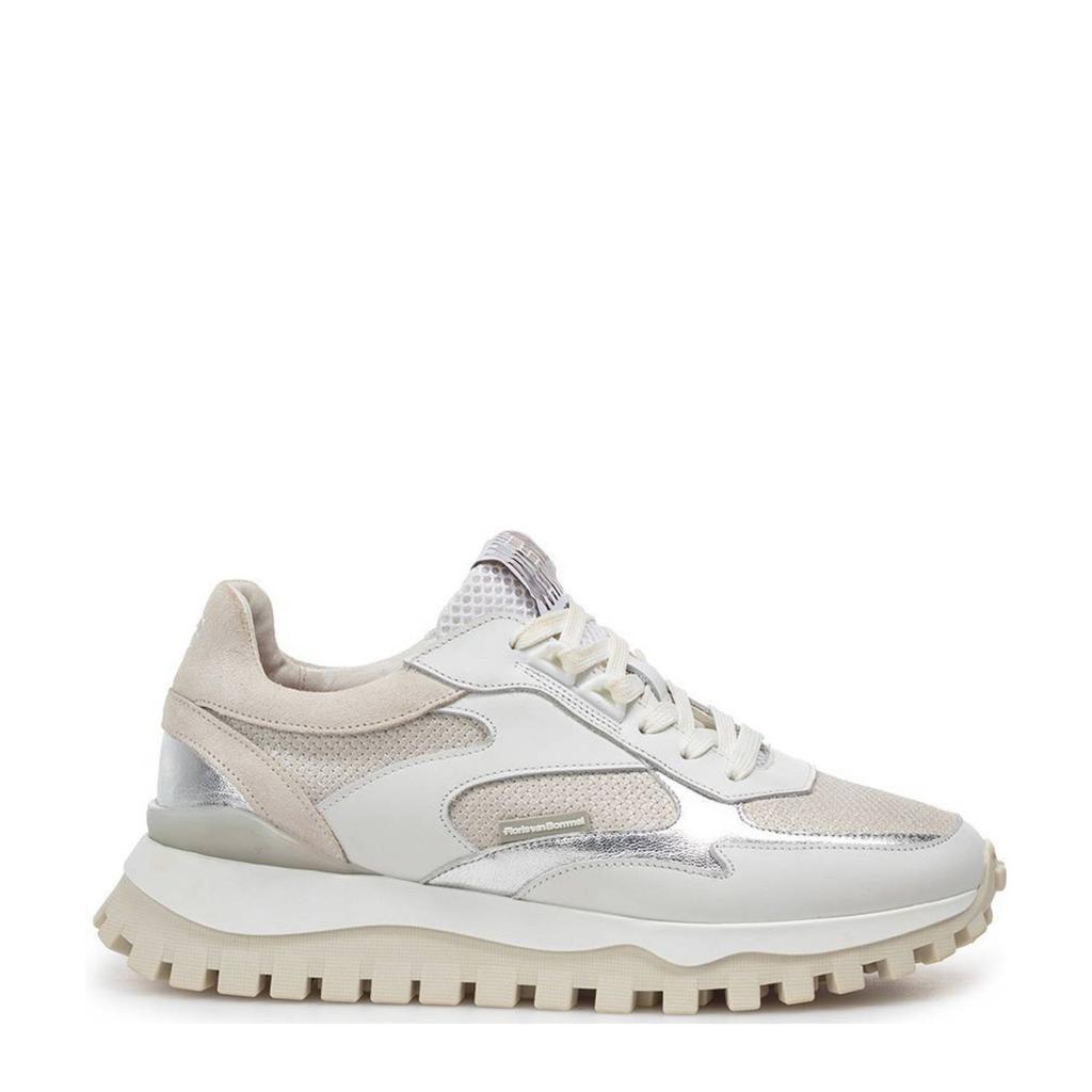 Witte dames Floris van Bommel Grommi 03.05 leren sneakers met veters