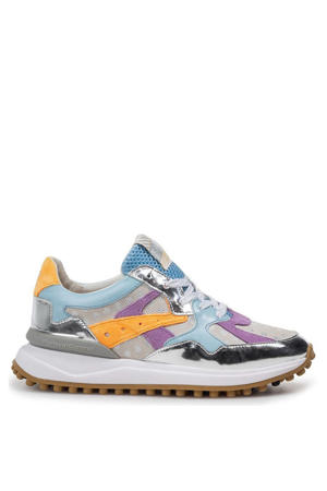 leren sneakers lichtblauw/lila/oranje