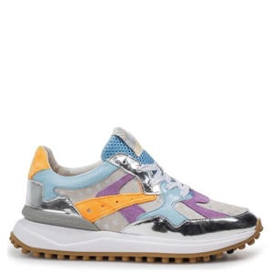 leren sneakers lichtblauw/lila/oranje