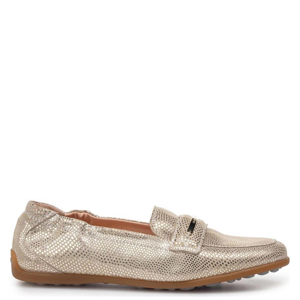 Gouden dames Floris van Bommel suède loafers