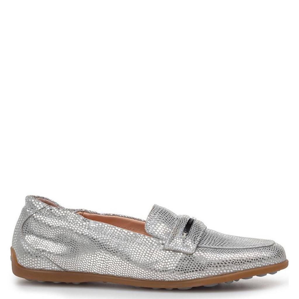 Zilverkleurige dames Floris van Bommel suède loafers