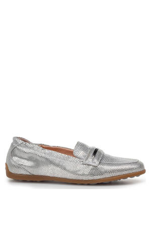 suède loafers zilver
