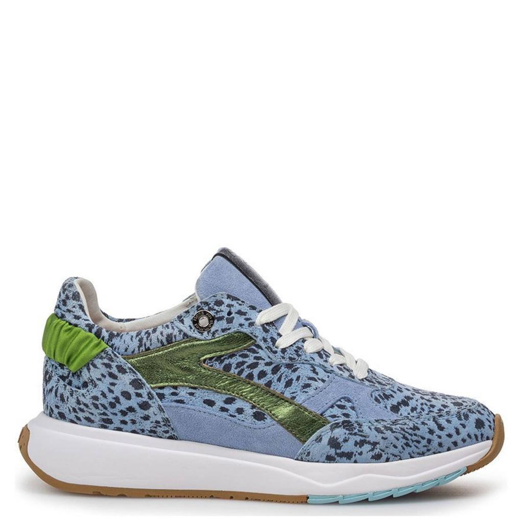 Lichtblauwe dames Floris van Bommel Suvi 04.02 suède sneakers met veters