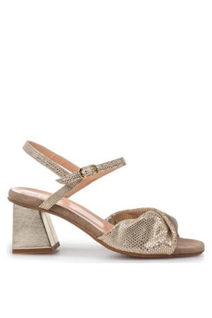 suède sandalettes goud
