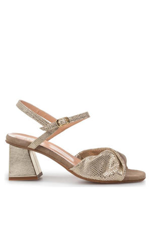 suède sandalettes goud