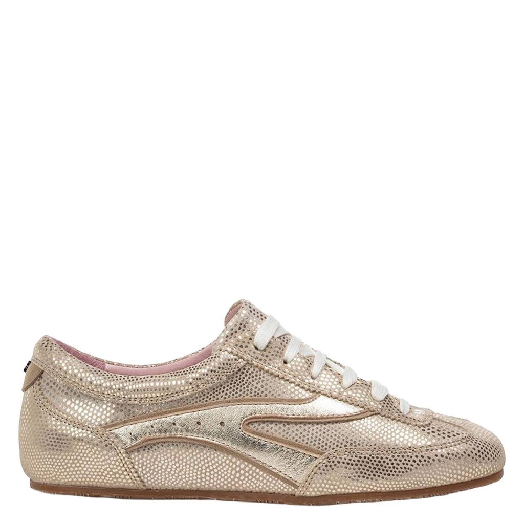 Gouden dames Floris van Bommel suède sneakers met veters
