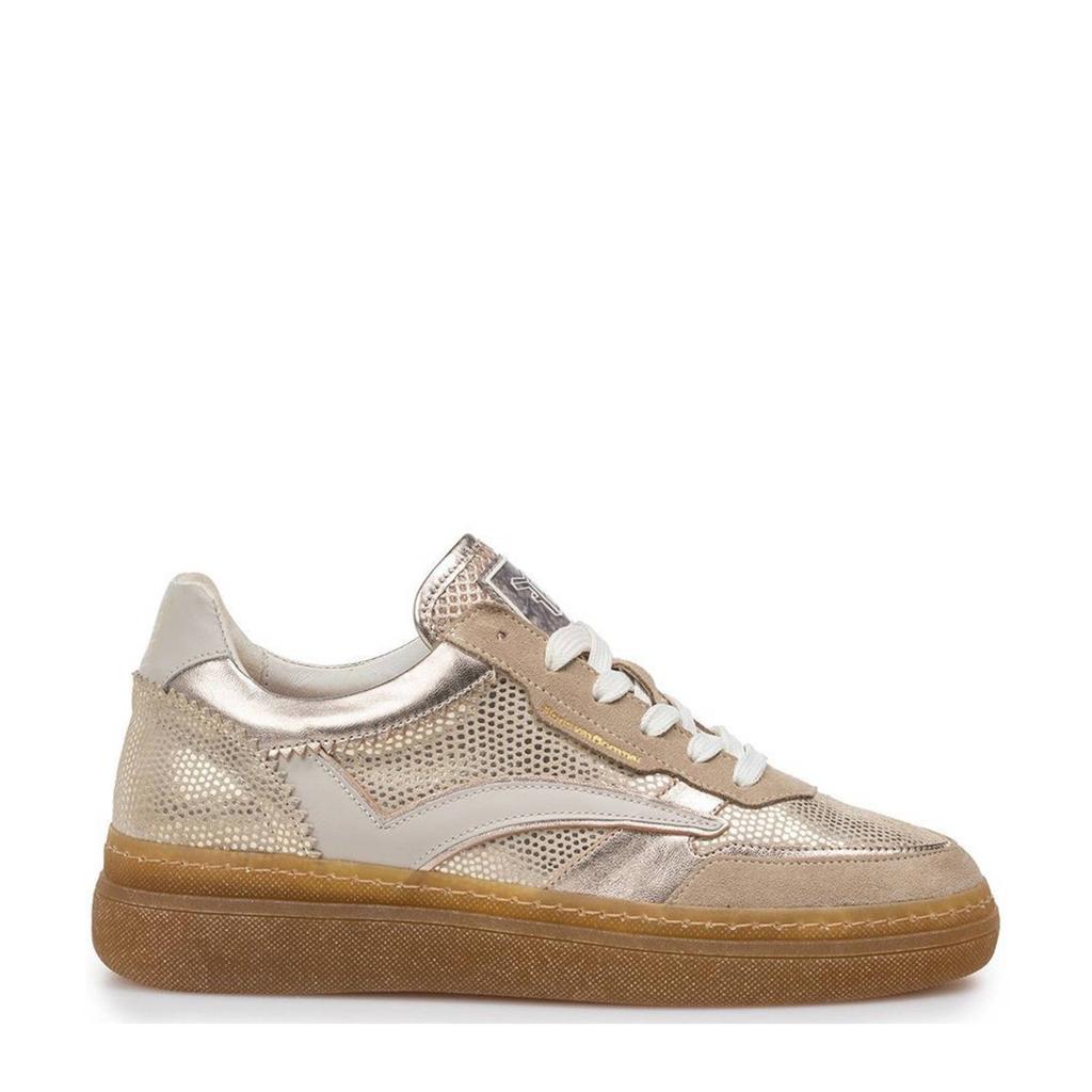 Gouden dames Floris van Bommel Fygi 01.04 suède sneakers met veters