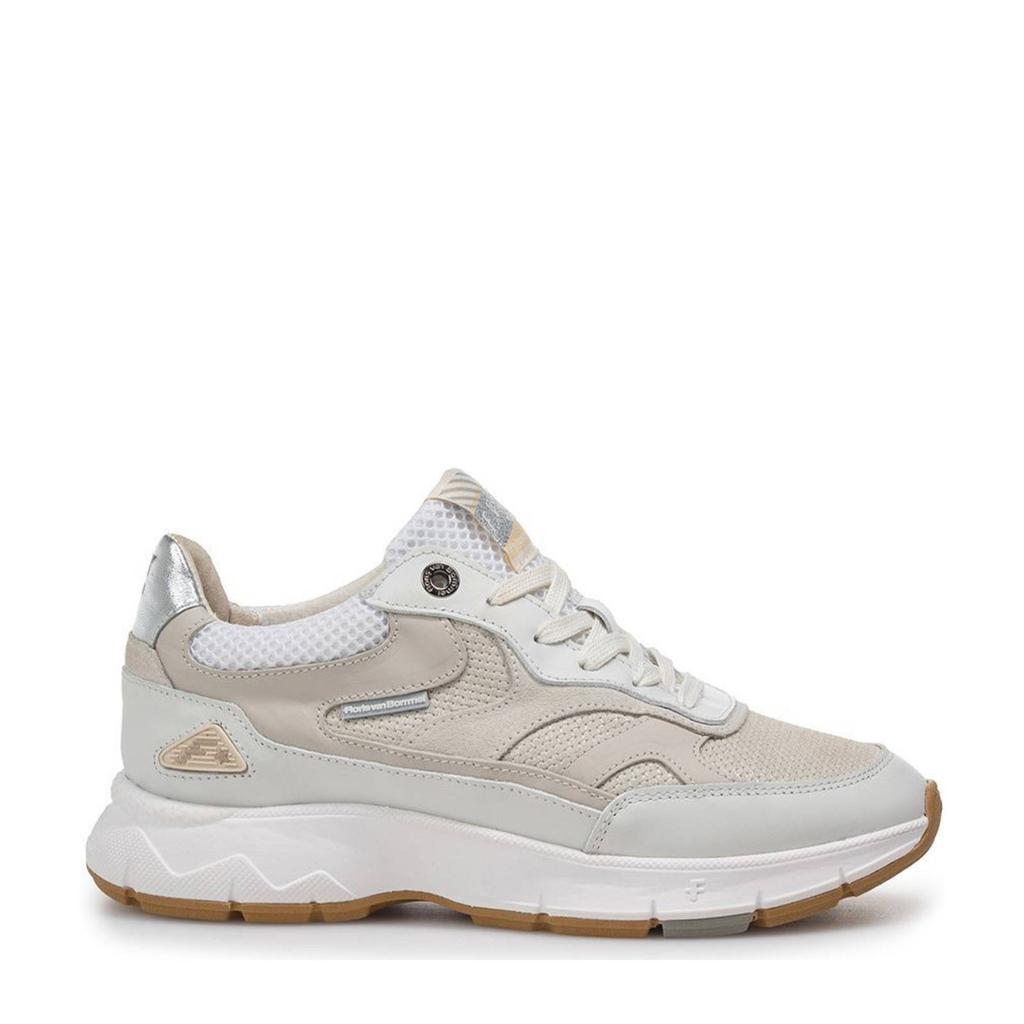 Witte dames Floris van Bommel Daysi 06.02 leren sneakers met veters