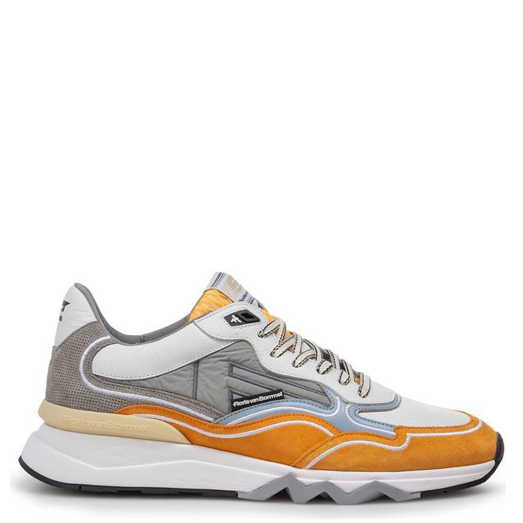 Oranje heren Floris van Bommel sneakers van suède en textiel met veters