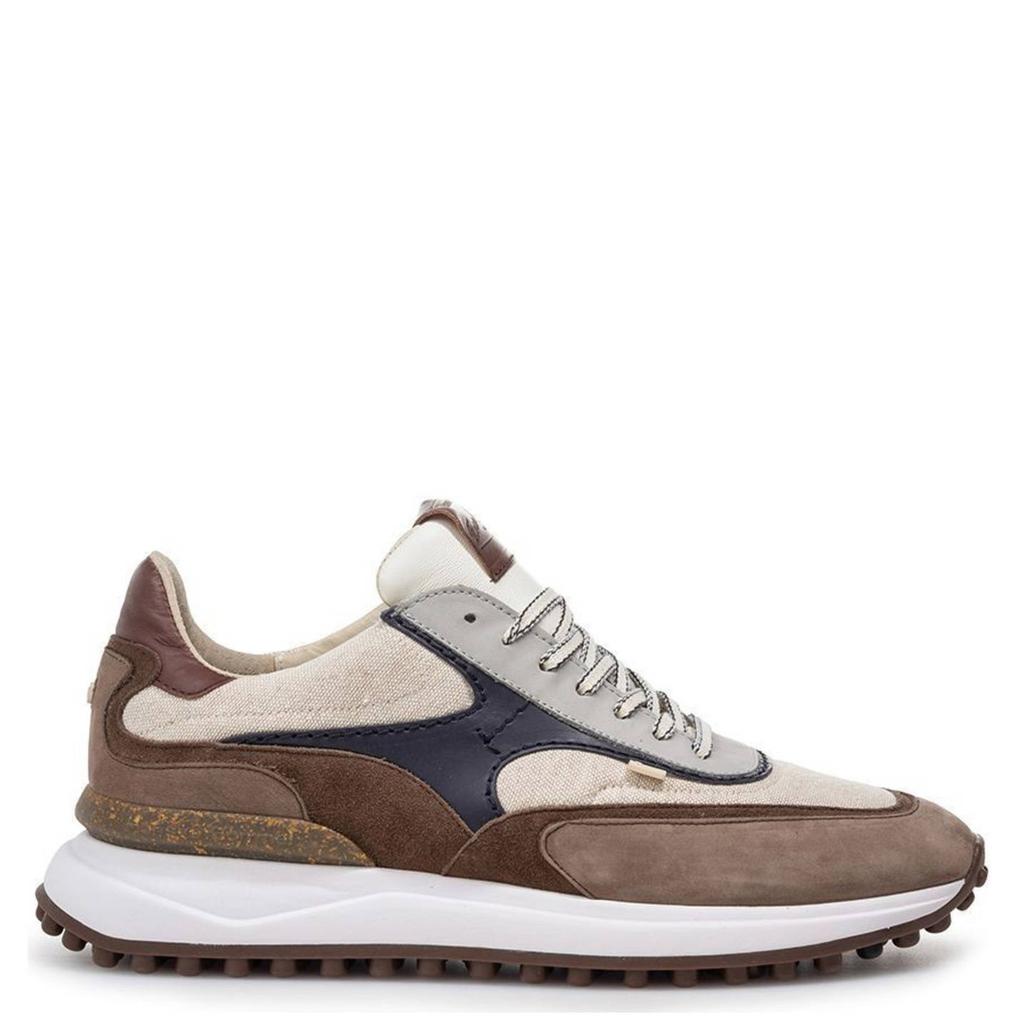 Beige en bruine heren Floris van Bommel Noppi 37.07 sneakers van leer en textiel met veters