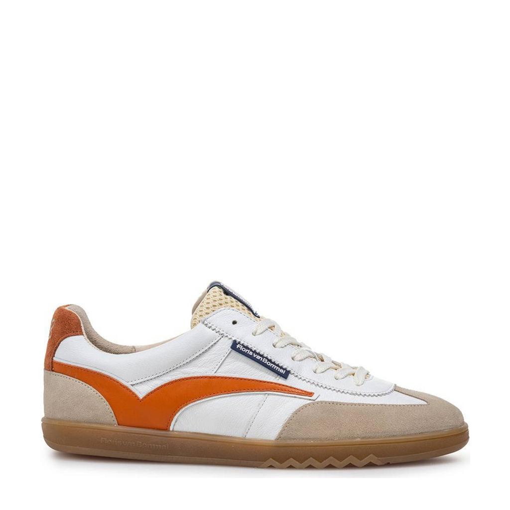Wit en rode heren Floris van Bommel De Zaler 01.17 leren sneakers met veters