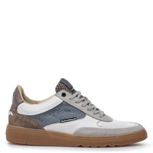 suède sneakers lichtgrijs/blauw