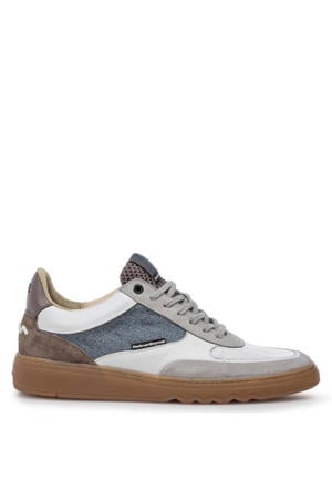 suède sneakers lichtgrijs/blauw