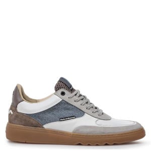 suède sneakers lichtgrijs/blauw