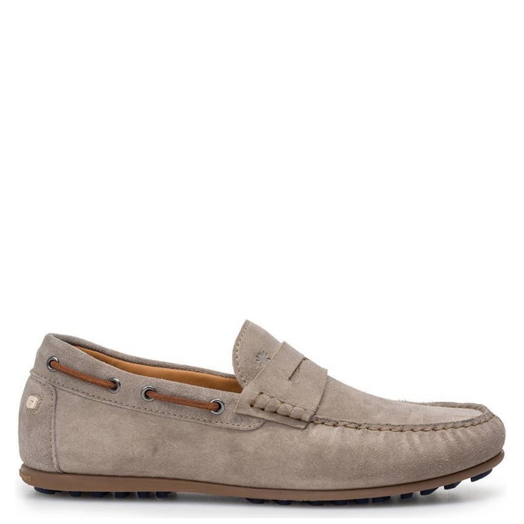 Lichtgrijze heren Floris van Bommel suède mocassins