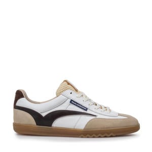 De Zaler 01.22 leren sneakers wit/donkerblauw