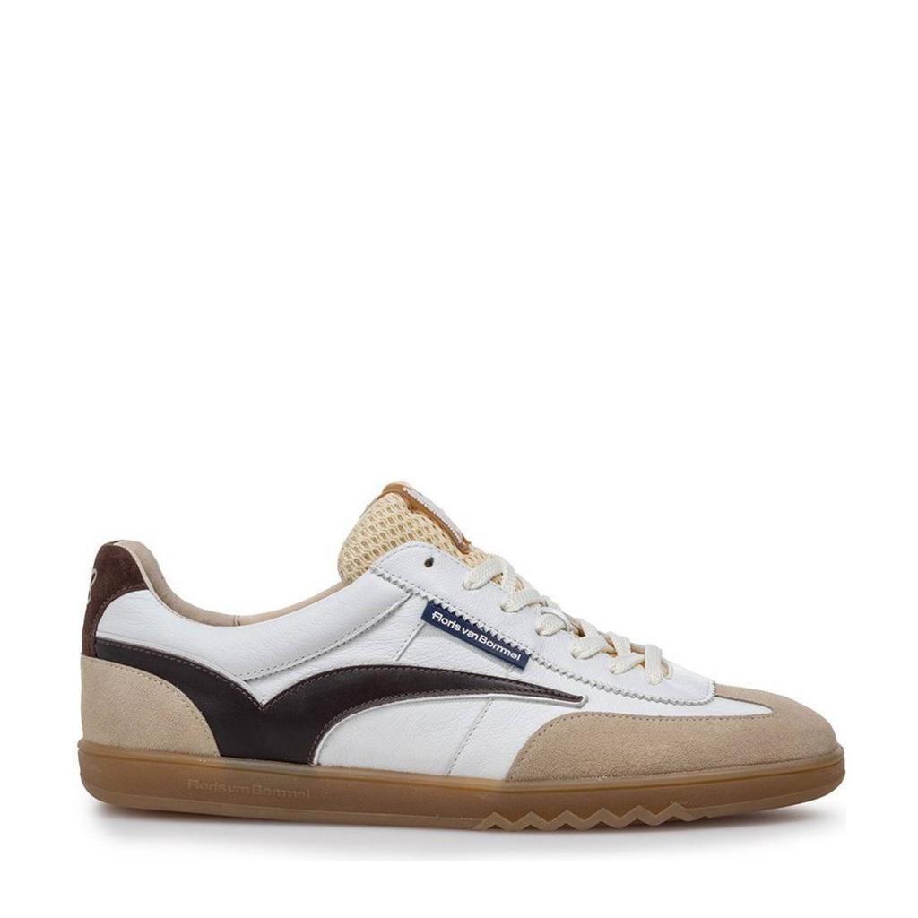 Wit en donkerblauwe heren Floris van Bommel De Zaler 01.22 leren sneakers met veters