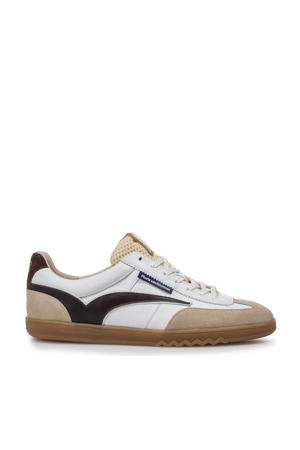 De Zaler 01.22 leren sneakers wit/donkerblauw