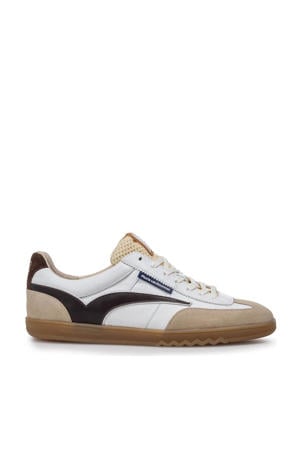 De Zaler 01.22 leren sneakers wit/donkerblauw