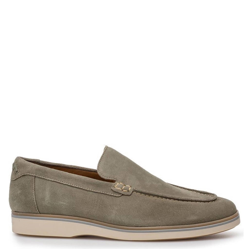 Grijze heren Floris van Bommel suède loafers groen