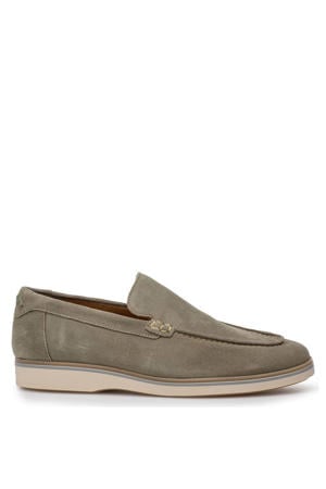 suède loafers grijsgroen