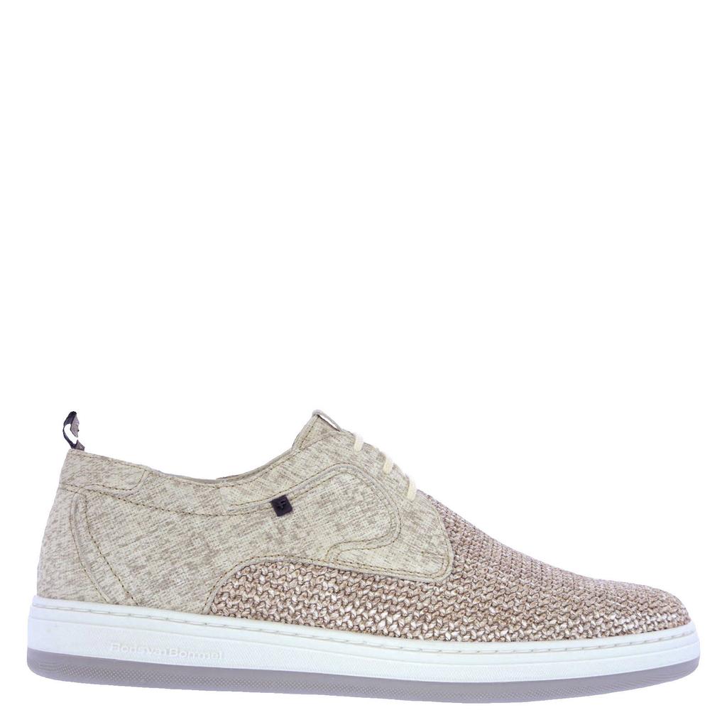 Taupe heren Floris van Bommel De Dijker 03.12 sneakers van textiel met veters