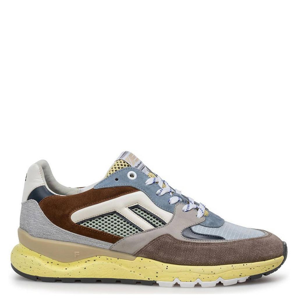 Taupe en blauwe heren Floris van Bommel suède sneakers met veters