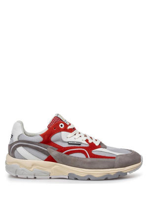 suède sneakers grijs/rood