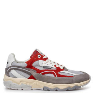 suède sneakers grijs/rood