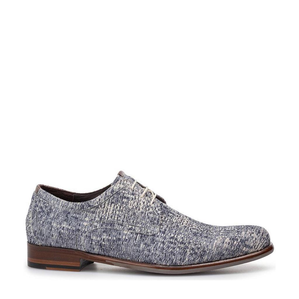Blauwe heren Floris van Bommel De Draver 03.26 suède veterschoenen