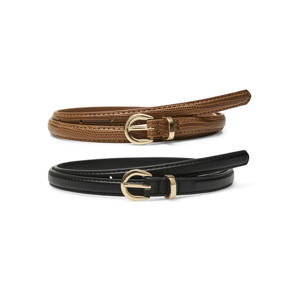 leren riem VMKATJA - zwart/cognac (set van 2)