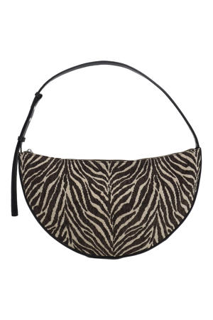 schoudertas TSCURLY met zebraprint ecru/bruin