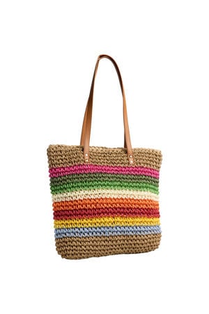 gestreepte shopper PCKIKI naturel/multi