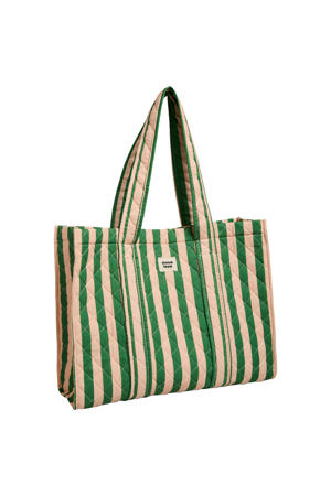 gestreepte shopper PCBIANCA groen/oranje