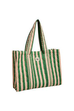 gestreepte shopper PCBIANCA groen/oranje