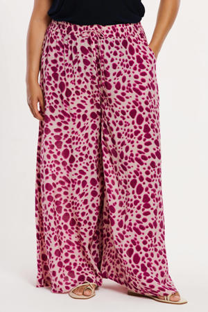 wide leg high waist broek roze