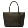 Manfield leren gevlochten shopper groen