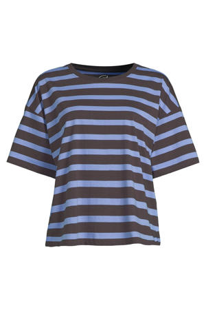 gestreepte T-shirt blauw/bruin