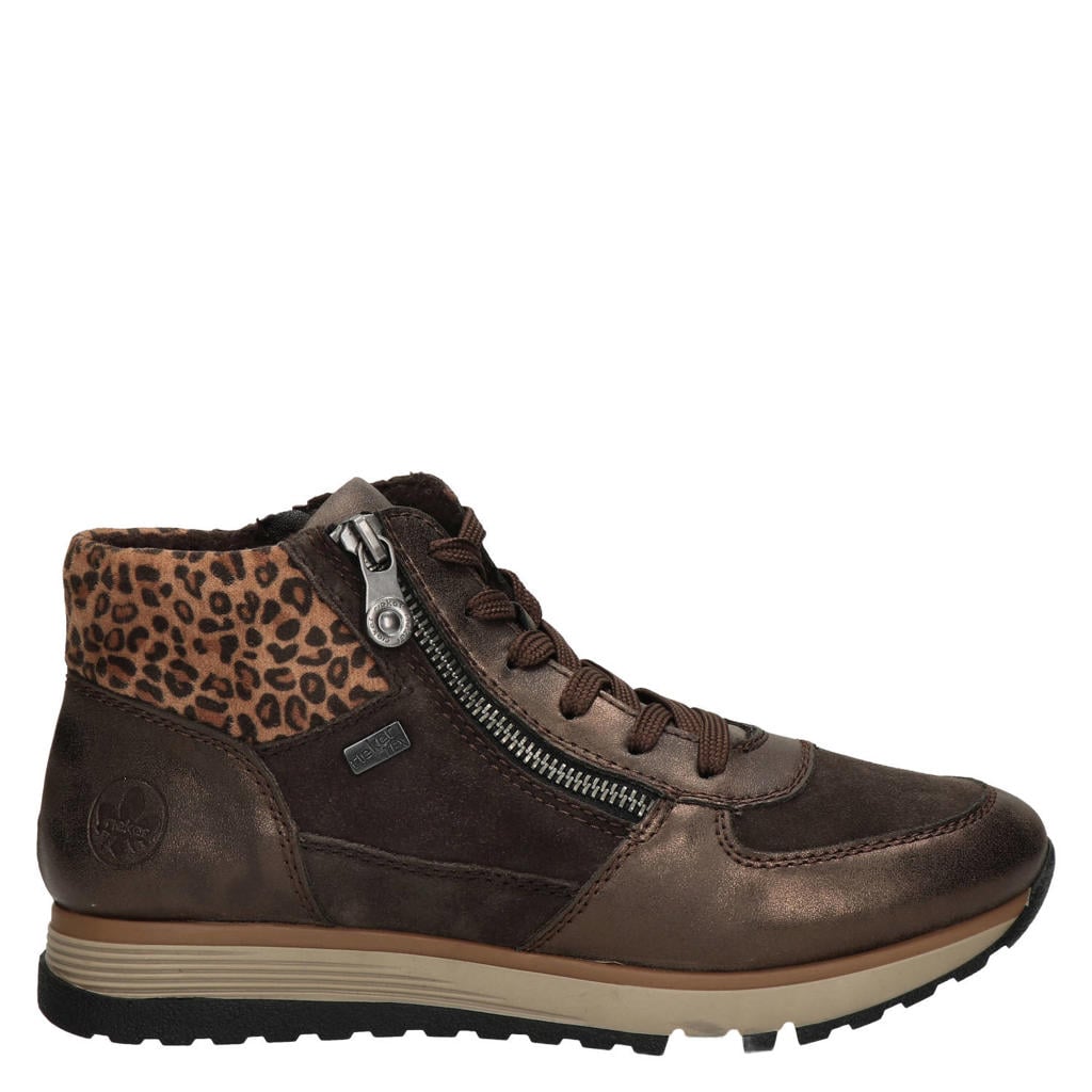 Rieker leren sneakers bruin multi